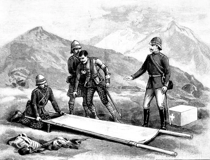 Framed Print : The Chitral Expedition:Captain Macfarlane...wounded at the taking of Malakand Pass... 1895. Creator: Unknown Framed Print : The Chitral Expedition:Captain Macfarlane...wounded at the taking of Malakand Pass... 1895. Creator: Unknown