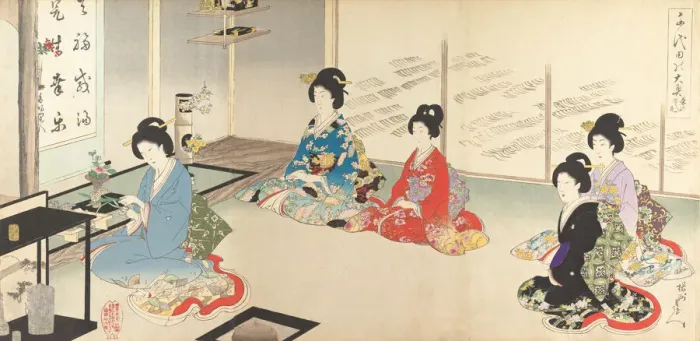 Framed Print : Chiyoda Inner Palace: No.20 Flower Arranging in Turn... August 1895 Framed Print : Chiyoda Inner Palace: No.20 Flower Arranging in Turn... August 1895