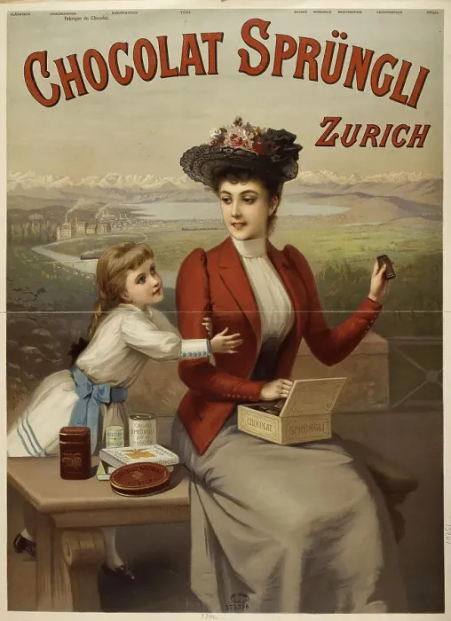 Framed Print : Chocolat Sprüngli, Zurich, c. 1890. Creator: Anonymous Framed Print : Chocolat Sprüngli, Zurich, c. 1890. Creator: Anonymous