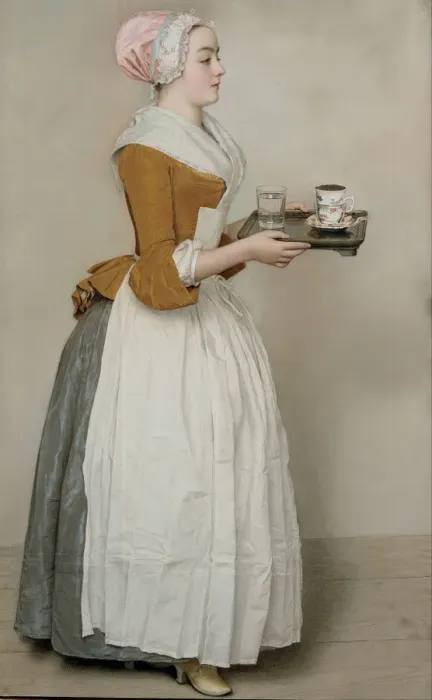 Framed Print : The Chocolate Girl (La Belle Chocolatiere de Vienne), c. 1745. Artist: Liotard, Jean-Etienne (1702-1789) Framed Print : The Chocolate Girl (La Belle Chocolatiere de Vienne), c. 1745. Artist: Liotard, Jean-Etienne (1702-1789)