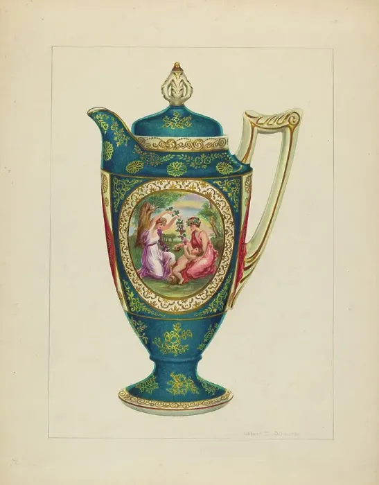 Framed Print : Chocolate Pitcher, c. 1937. Creator: Robert Schuerer Framed Print : Chocolate Pitcher, c. 1937. Creator: Robert Schuerer