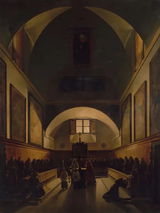 Framed Print : The Choir of the Capuchin Church in Rome, 1814-15. Creator: Francois-Marius Granet
