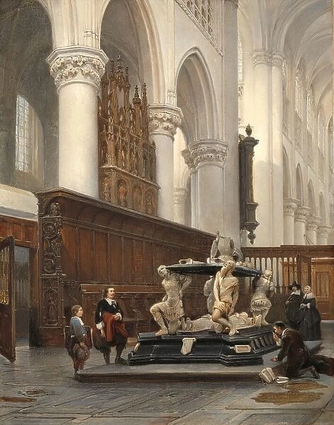 The Choir of the O.L.-Vrouwekerk in Breda with the Tomb of Engelbert II of Nassau, 1843. Creator: Johannes Bosboom
