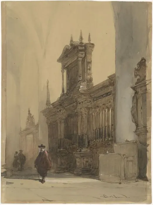 Framed Print : Choir screen of the Nieuwe Kerk, Delft, c.1850-1891. Creator: Johannes Bosboom Framed Print : Choir screen of the Nieuwe Kerk, Delft, c.1850-1891. Creator: Johannes Bosboom