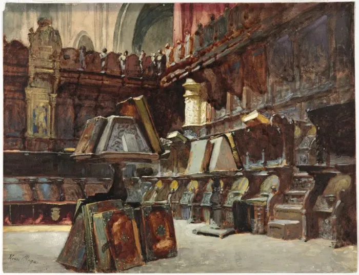 Framed Print : Choir Stalls in a Spanish Cathedral, c. 1868. Creator: Henri Regnault (French, 1843-1871) Framed Print : Choir Stalls in a Spanish Cathedral, c. 1868. Creator: Henri Regnault (French, 1843-1871)