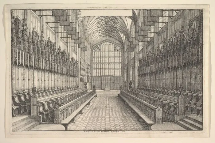 Framed Print : Choir and stalls in St Georges Chapel, Windsor, 1660. Creator: Wenceslaus Hollar Framed Print : Choir and stalls in St Georges Chapel, Windsor, 1660. Creator: Wenceslaus Hollar