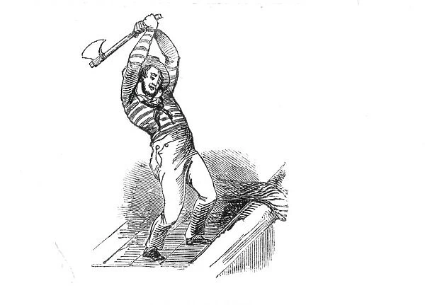 Chopping the hauser, 1842. Creator: Unknown