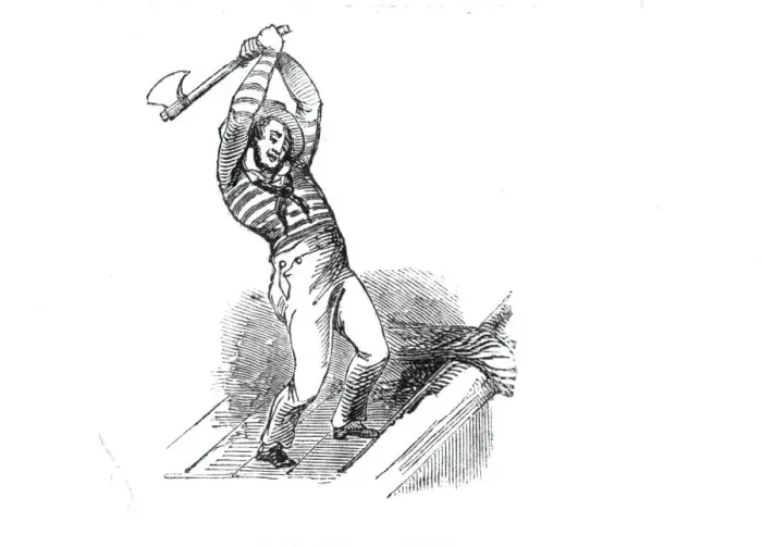 Framed Print : Chopping the hauser, 1842. Creator: Unknown Framed Print : Chopping the hauser, 1842. Creator: Unknown