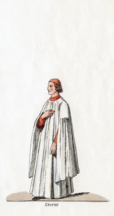 Framed Print : Chorister, costume design for Shakespeares play, Henry VIII, 19th century Framed Print : Chorister, costume design for Shakespeares play, Henry VIII, 19th century