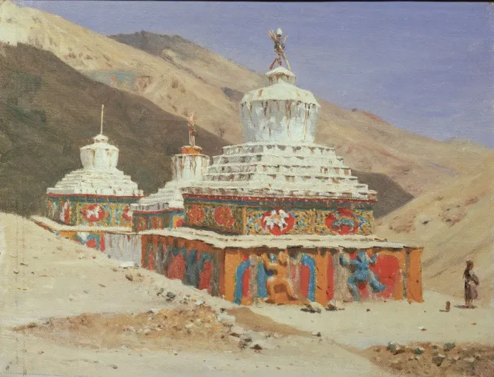Framed Print : Chorten in Ladakh, 1875. Artist: Vereshchagin, Vasili Vasilyevich (1842-1904)