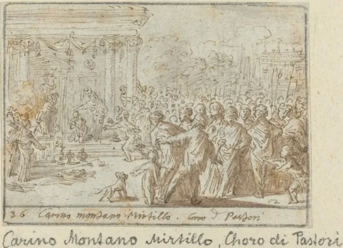 Framed Print : Chorus of Shepherds: Carino, Montano and Mirtillo, 1640. Creator: Johann Wilhelm Baur Framed Print : Chorus of Shepherds: Carino, Montano and Mirtillo, 1640. Creator: Johann Wilhelm Baur