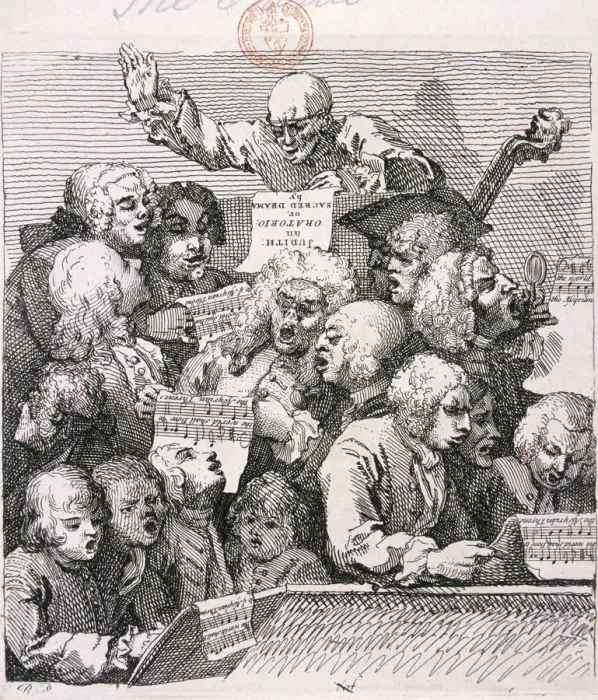 Framed Print : A chorus of singers, 1732. Artist: William Hogarth Framed Print : A chorus of singers, 1732. Artist: William Hogarth