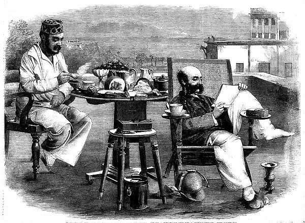 'Chota Haziree', or Little Breakfast, in India, from a photograph by A. Williamson, 1858. Creator: Unknown. 'Chota Haziree', or Little Breakfast, in India, from a photograph by A. Williamson, 1858. Creator: Unknown
