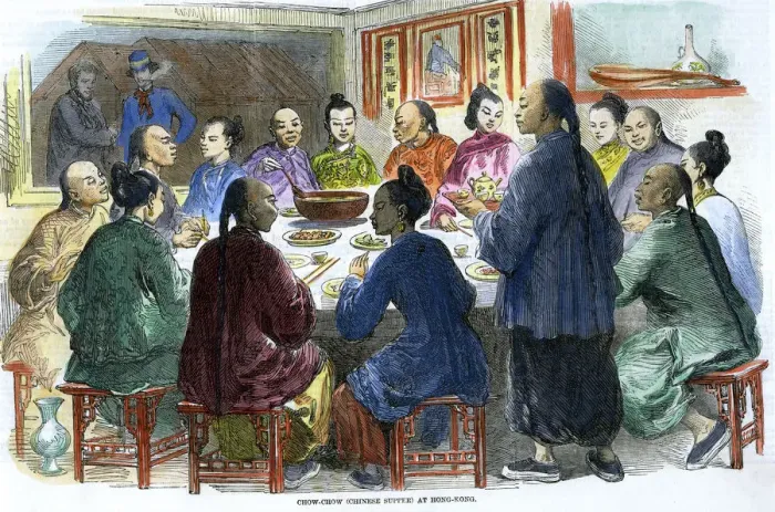 Framed Print : Chow-chow (Chinese supper) at Hong Kong, c1875 Framed Print : Chow-chow (Chinese supper) at Hong Kong, c1875