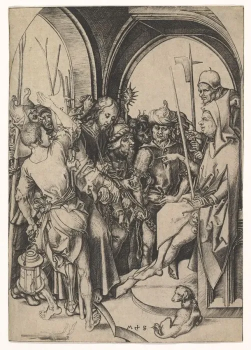 Framed Print : Christ before Annas, ca. 1435-1491. Creator: Martin Schongauer Framed Print : Christ before Annas, ca. 1435-1491. Creator: Martin Schongauer