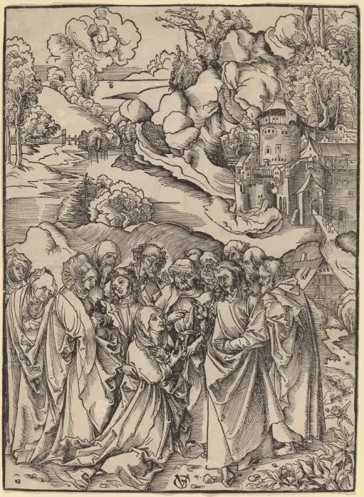 Framed Print : Christ and the Apostles and the Holy Women. Creator: Urs Graf Framed Print : Christ and the Apostles and the Holy Women. Creator: Urs Graf