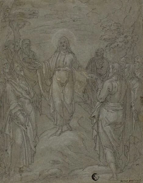 Christ and the Apostles (recto); Sketch of a Nativity Scene (verso), n.d. Creator: Unknown