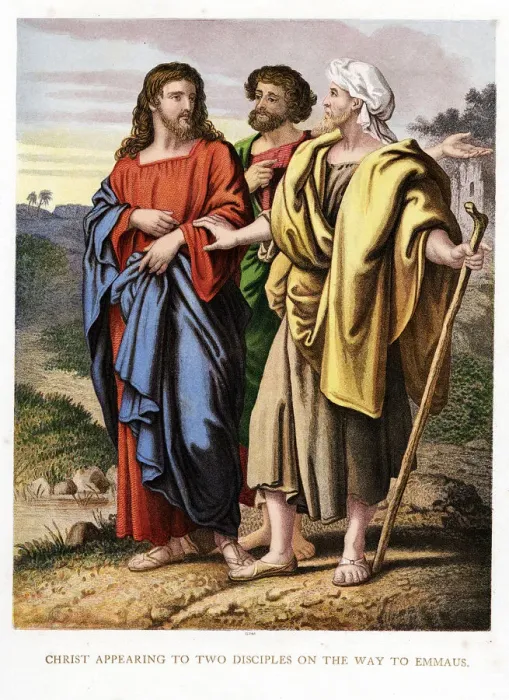 Framed Print : Christ appearing to the two disciples on the road to Emmaeus, c1860. Artist: Kronheim & Co Framed Print : Christ appearing to the two disciples on the road to Emmaeus, c1860. Artist: Kronheim & Co