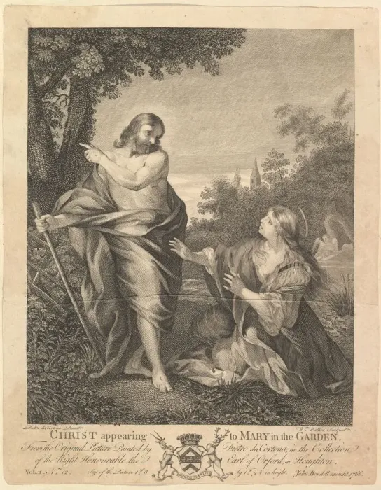 Framed Print : Christ Appearing to Mary in the Garden, before 1766. Creator: William Walker Framed Print : Christ Appearing to Mary in the Garden, before 1766. Creator: William Walker