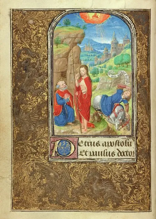 Framed Print : Christ Appearing to Saint Peter: The Conversion of Saint Paul; Prayer Book of Charles... 1469. Creator: Lieven van Lathem Framed Print : Christ Appearing to Saint Peter: The Conversion of Saint Paul; Prayer Book of Charles... 1469. Creator: Lieven van Lathem