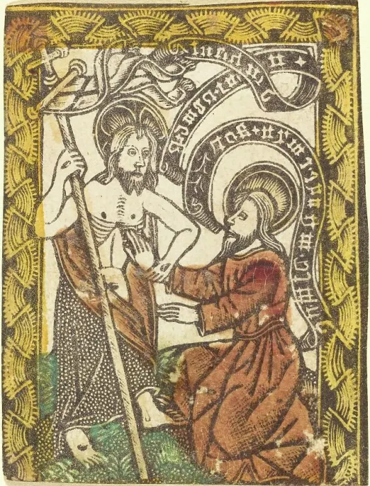 Framed Print : Christ Appearing to Saint Thomas, 1460 / 1480. Creator: Master of the Borders with the Four Fathers of the Church Framed Print : Christ Appearing to Saint Thomas, 1460 / 1480. Creator: Master of the Borders with the Four Fathers of the Church