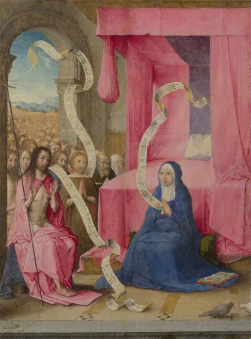 Framed Print : Christ appearing to the Virgin with the Redeemed of the Old Testament, c. 1500. Artist: Juan de Flandes (ca. 1465-1519) Framed Print : Christ appearing to the Virgin with the Redeemed of the Old Testament, c. 1500. Artist: Juan de Flandes (ca. 1465-1519)
