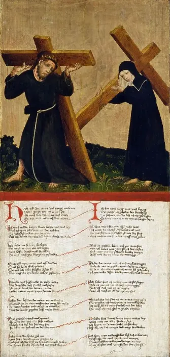 Framed Print : Christ bearing the Cross (verso), 1420. Creator: Anon Framed Print : Christ bearing the Cross (verso), 1420. Creator: Anon
