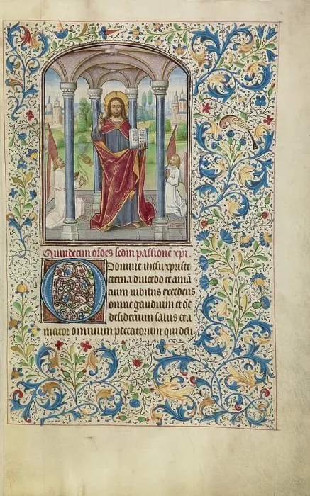 Framed Print : Christ Blessing; Arenberg Hours, early 1460s. Creator: Willem Vrelant Framed Print : Christ Blessing; Arenberg Hours, early 1460s. Creator: Willem Vrelant