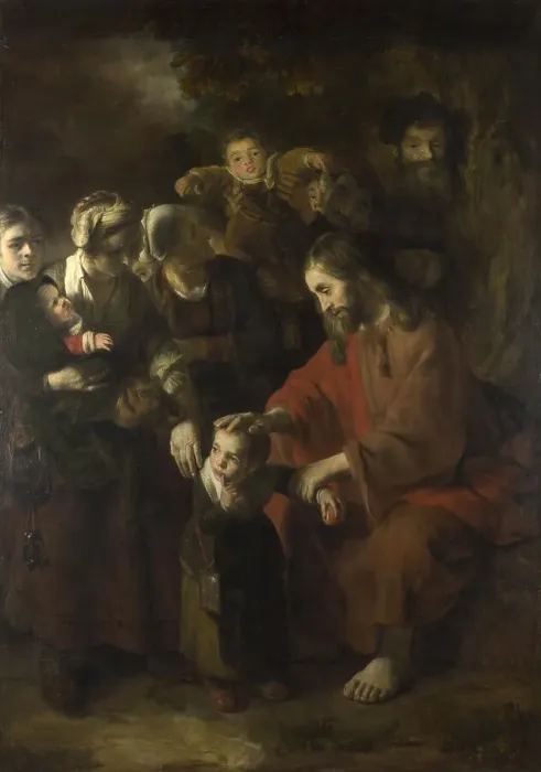 Framed Print : Christ blessing the Children, 1652. Artist: Maes, Nicolaes (1634-1693) Framed Print : Christ blessing the Children, 1652. Artist: Maes, Nicolaes (1634-1693)