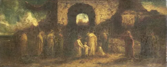 Framed Print : Christ blessing the children, 1870-1886. Creator: Adolphe Monticelli Framed Print : Christ blessing the children, 1870-1886. Creator: Adolphe Monticelli