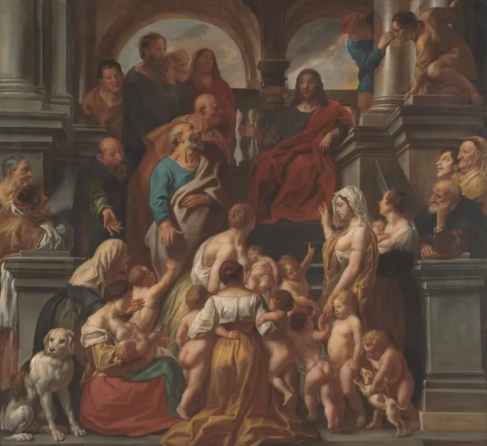 Framed Print : Christ Blessing the Children (Let the little children come to me), 1660s. Creator: Jordaens, Jacob (1593-1678) Framed Print : Christ Blessing the Children (Let the little children come to me), 1660s. Creator: Jordaens, Jacob (1593-1678)
