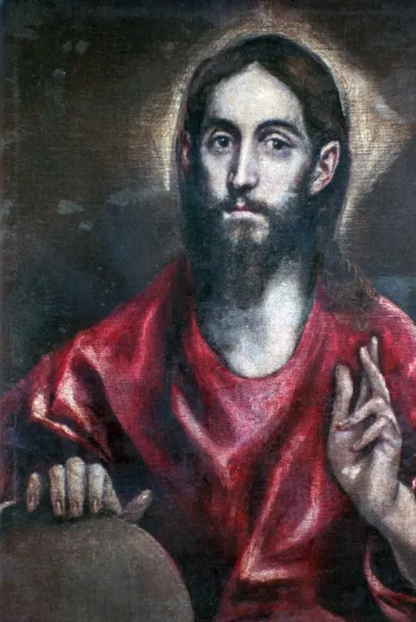 Framed Print : Christ Blessing ( The Saviour of the World ), 17th century. Artist: El Greco Framed Print : Christ Blessing ( The Saviour of the World ), 17th century. Artist: El Greco