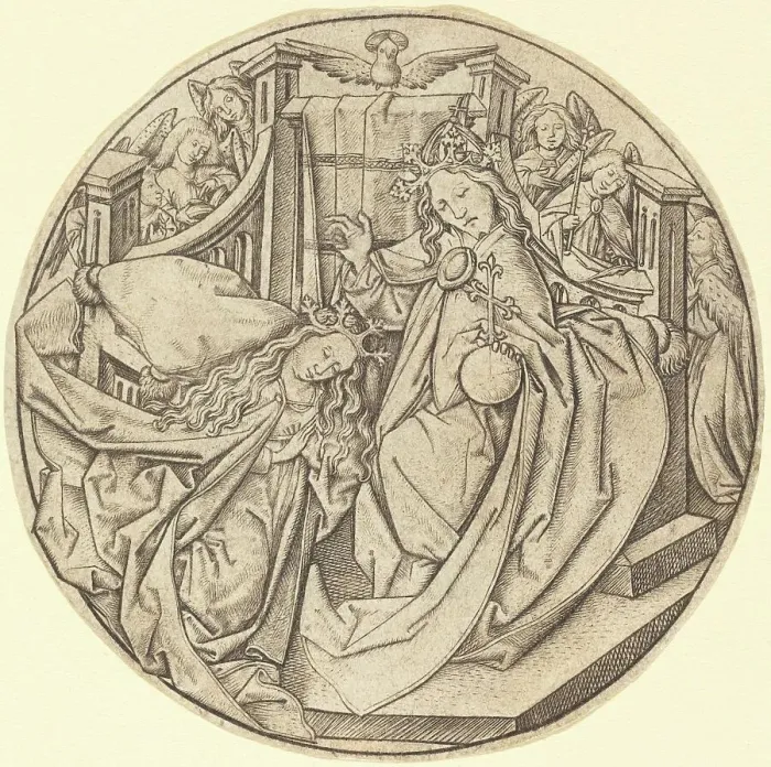 Framed Print : Christ Blessing the Virgin, c. 1450. Creator: Master ES Framed Print : Christ Blessing the Virgin, c. 1450. Creator: Master ES