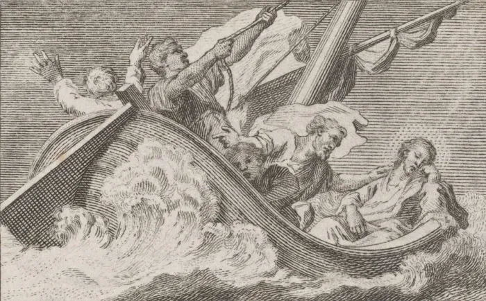 Framed Print : Christ on a boat with fishermen, ca. 1760-93. Creator: Antonio Capellan Framed Print : Christ on a boat with fishermen, ca. 1760-93. Creator: Antonio Capellan