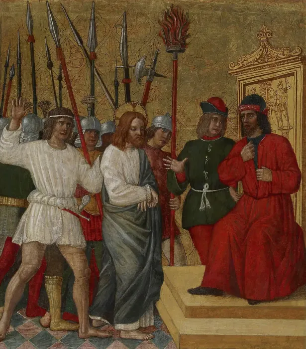 Framed Print : Christ Before Caiaphas, 1470-1475. Creator: Antonio della Corna Framed Print : Christ Before Caiaphas, 1470-1475. Creator: Antonio della Corna