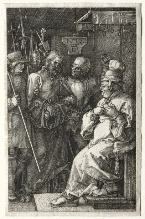 Framed Print : Christ before Caiaphas, 1512. Creator: Albrecht Dürer (German, 1471-1528) Framed Print : Christ before Caiaphas, 1512. Creator: Albrecht Dürer (German, 1471-1528)