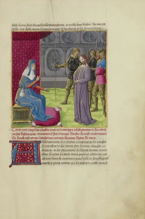 Framed Print : Christ before Caiaphas; La Passion de nostre seigneur ihesus christ, about 1480-1490. Creators: Master of Guillaume Lambert, Workshop of Master of Guillaume Lambert Framed Print : Christ before Caiaphas; La Passion de nostre seigneur ihesus christ, about 1480-1490. Creators: Master of Guillaume Lambert, Workshop of Master of Guillaume Lambert