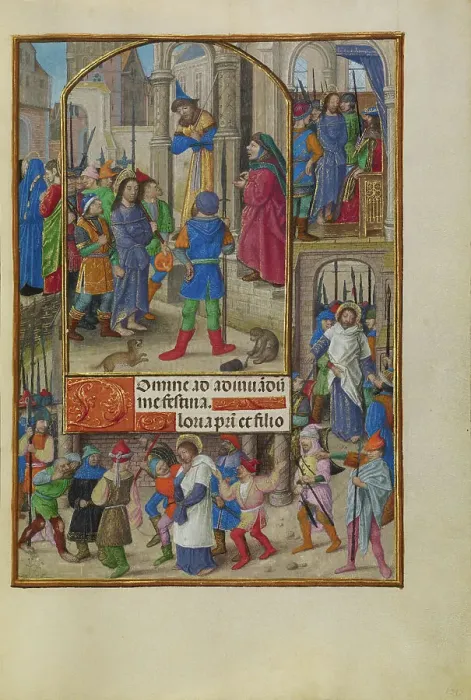 Framed Print : Christ before Caiaphas; Spinola Hours, about 1510-1520. Creator: Master of the Dresden Prayer Book Framed Print : Christ before Caiaphas; Spinola Hours, about 1510-1520. Creator: Master of the Dresden Prayer Book