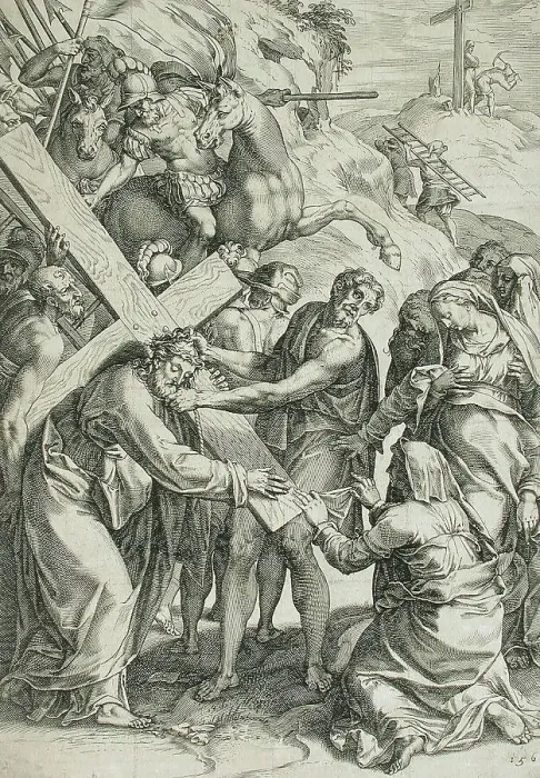 Framed Print : Christ Carrying His Cross, 1567. Creator: Cornelis Cort Framed Print : Christ Carrying His Cross, 1567. Creator: Cornelis Cort