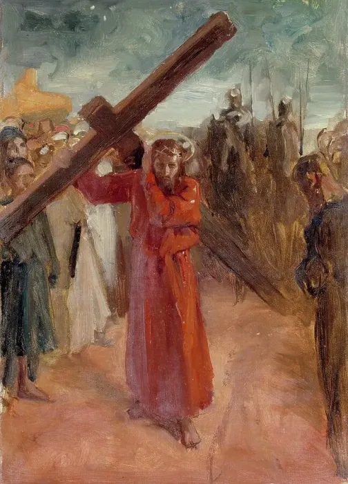 Framed Print : Christ Carrying the Cross, 1890-1895. Creator: Albert Edelfelt