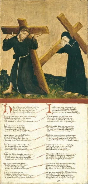 Framed Print : Christ Carrying the Cross. Artist: Master of the Middle-Rhine (active 1470-1480) Framed Print : Christ Carrying the Cross. Artist: Master of the Middle-Rhine (active 1470-1480)