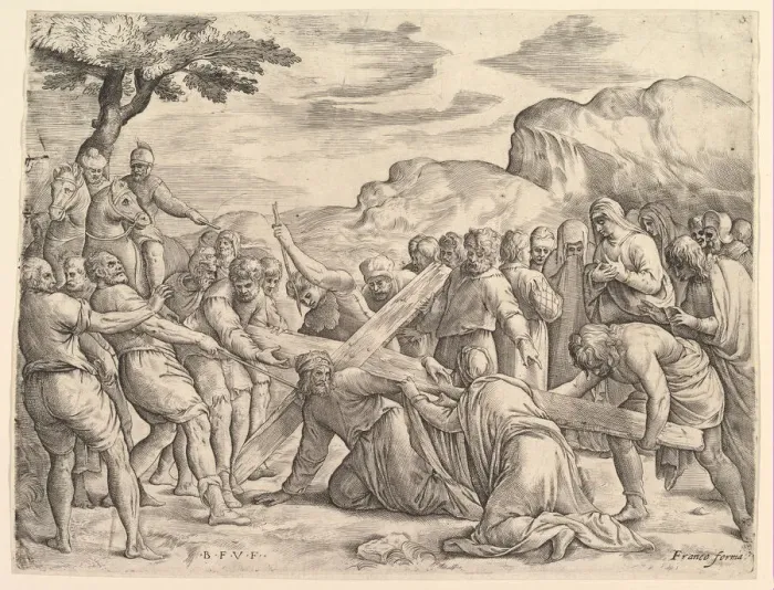 Framed Print : Christ Carrying the Cross, ca. 1552. Creator: Battista Franco Veneziano Framed Print : Christ Carrying the Cross, ca. 1552. Creator: Battista Franco Veneziano