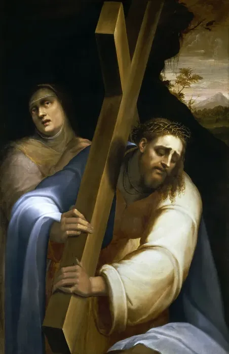 Framed Print : Christ carrying the cross. Creator: Piombo, Sebastiano, del (1485-1547) Framed Print : Christ carrying the cross. Creator: Piombo, Sebastiano, del (1485-1547)