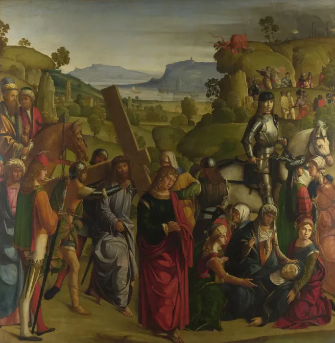 Framed Print : Christ carrying the Cross and the Virgin Mary Swooning, c. 1501. Artist: Boccaccino, Boccaccio (1468-1525)