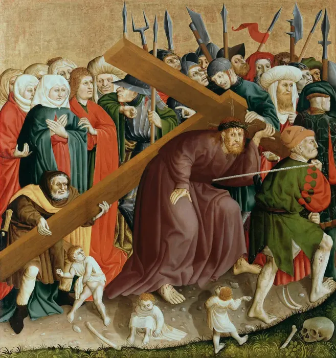 Framed Print : Christ carrying the Cross. The Wings of the Wurzach Altar, 1437. Artist: Multscher, Hans (c. 1400-1467) Framed Print : Christ carrying the Cross. The Wings of the Wurzach Altar, 1437. Artist: Multscher, Hans (c. 1400-1467)