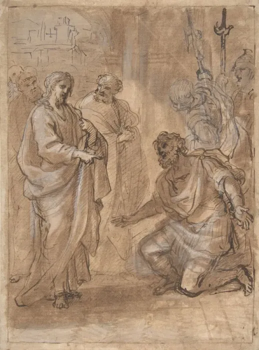 Framed Print : Christ and the Centurion (recto); Figure Waving to Departing Ship (verso). n. d Framed Print : Christ and the Centurion (recto); Figure Waving to Departing Ship (verso). n. d