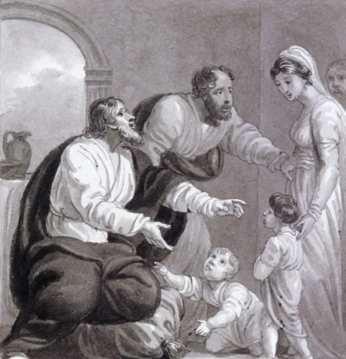 Framed Print : Christ and the children, c1810-c1844. Artist: Henry Corbould Framed Print : Christ and the children, c1810-c1844. Artist: Henry Corbould