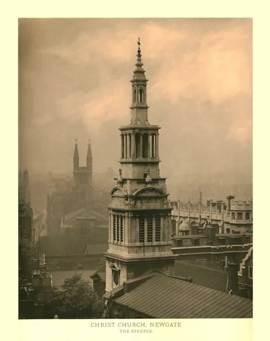 Framed Print : Christ Church, Newgate, The Steeple, mid-late 19th century. Creator: Unknown Framed Print : Christ Church, Newgate, The Steeple, mid-late 19th century. Creator: Unknown
