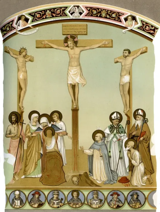Framed Print : Christ on the Cross, 15th century (1849). Artist: H Moulin Framed Print : Christ on the Cross, 15th century (1849). Artist: H Moulin
