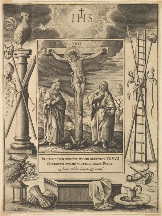 Framed Print : Christ on the Cross, before 1604. Creator: Antonius Wierix Framed Print : Christ on the Cross, before 1604. Creator: Antonius Wierix